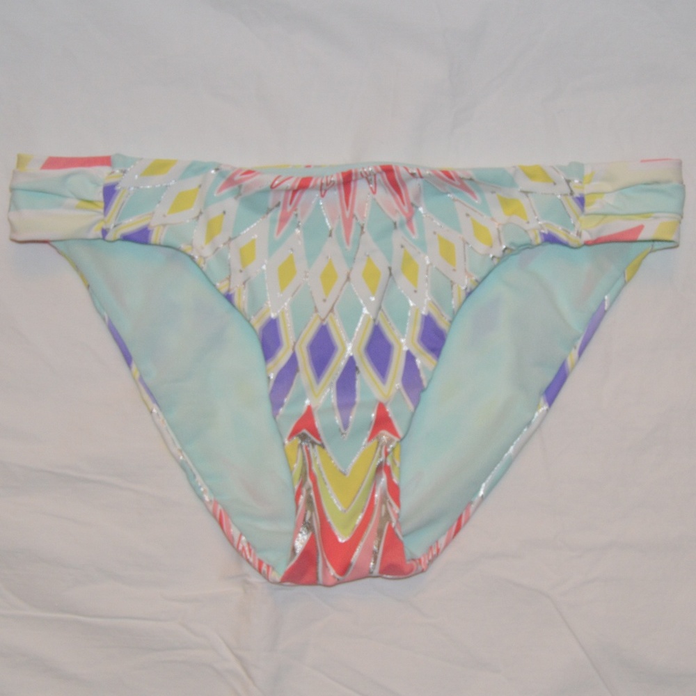 Printed Shirred Side-tab Hipster Bikini Bottom M